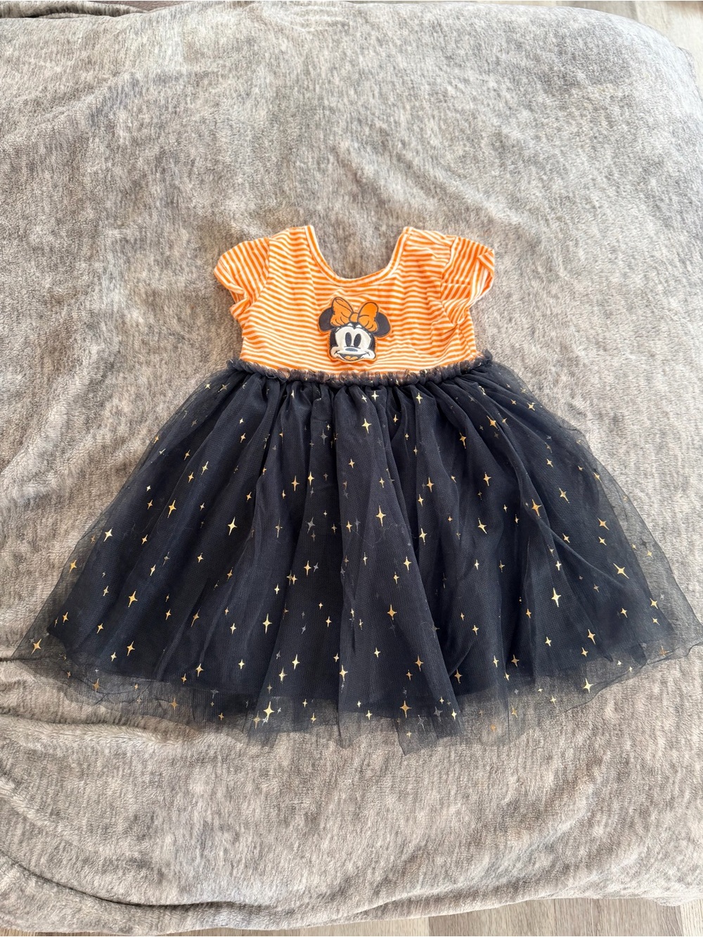 Disney Orange Striped Minnie Mouse Black Tulle Skirt Costume Dress